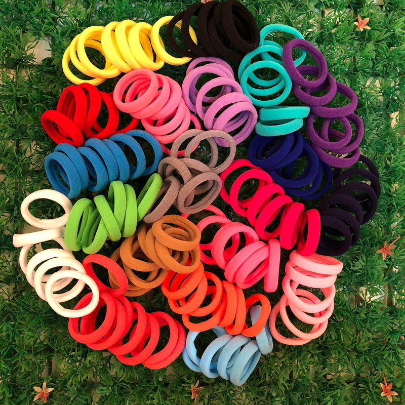 XIMA 60pcs Nylon Elastic Hair Ties Hair Ties Bands Rope No Crease Elastic Fabric Large Cotton Stretch Ouchless Ponytail Holders (60pcs-Tan(HT007-17)) - Image 4